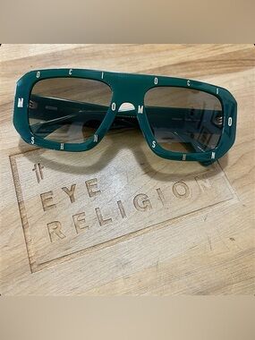 Moschino Dark Green Logo Frame Sunglasses